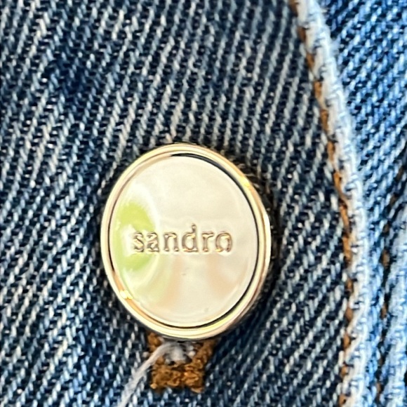 Sandro Augustin Mixed Media Denim Shirt Jacket - Picture 12 of 16